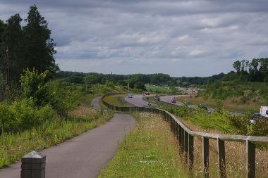View along the cycle path running adjacent to the Broadland Northway.