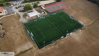 Aerial view of Kett's Park football pitches, tennis and netball courts, looking north. (Photo by Tim Mansfield)