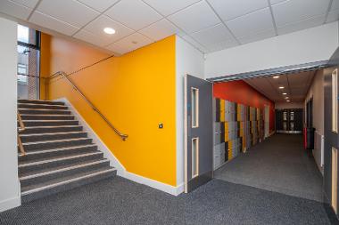 A stairwell and corridor at Ormiston Victory Academy.