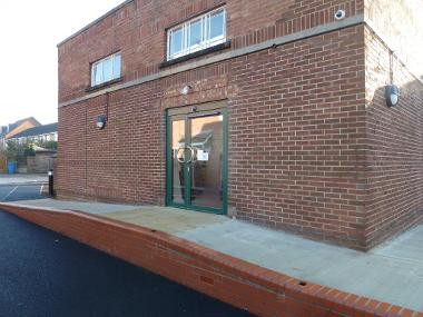 Exterior view of Plumstead Road Library showing the entrance ramps.
