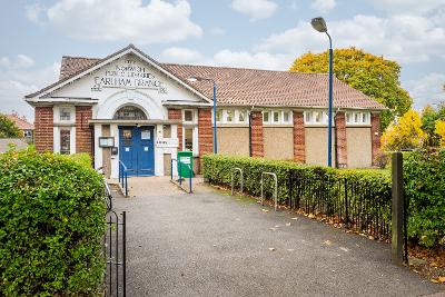 Photograph of the exterior of Earlham Library. (Photo by Fisheye)