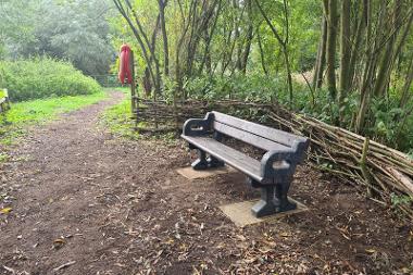 A bench overlooking the water at Frenze Beck.