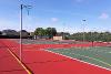 A netball goal in place at the Kett's Park tennis courts.