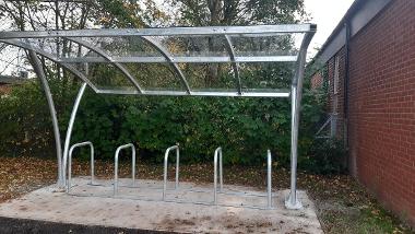 A new bike shelter and racks at Recreation Road Pool.