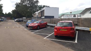 Cars parked at Recreation Road Pool.