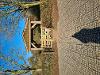 A photograph of the newly constructed oak gazebo, taken from the car park.