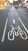 The on road bicycle lane through Eaton.
