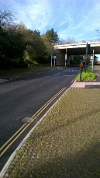 The moved vehicle stop line in Bluebell Road.