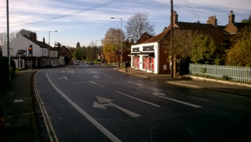 The new traffic signals and advanced cycle stop line in Eaton.